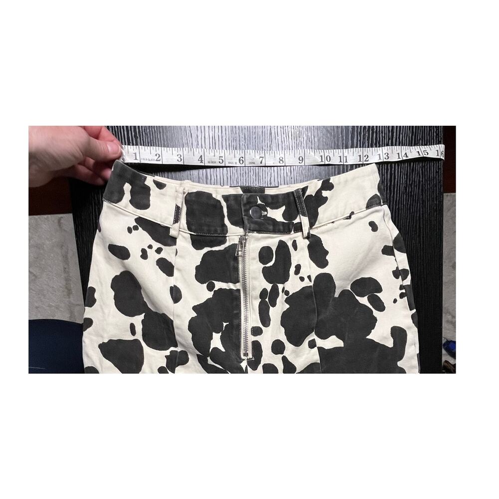 En Saison Anthropologie Cow Print High Waisted Flare Jeans - Picture 5 of 10